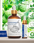HIQILI Bergamot Essential Oil for Diffuser, Skin, Hair, DIY, 100% Pure & Natural - 3.38 Fl Oz (100 mL)