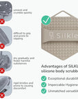 Silicone Body Scrubber - Exfoliating Bath Brush and Skin Cleanser - Shower Sponge for Gentle Body Scrub and Wash - Silicone Scrubbing Care Tool for a Refreshed and Renewed You - Clay