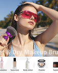Self Tanner Brushes- Extra Large Blend & Blur Body Kabuki Brush & Back Sunscreen Applicator with Handle, 2 Pcs, Body Makeup Brushes for Legs, Face, Foundation, Tanning, Back Lotion Applicator (Purple)