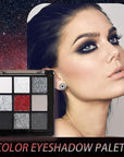 Smokey Black Red Eyeshadow Palette,9 Colors Dark Shimmer Matte Metallic Makeup Pallet,Pigmented Make Up Kit for Halloween Parties Christmas Joker Vampire Clown,Long Lasting Waterproof