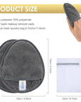 SINLAND Reusable Makeup Remover Pads For Face,Eye,Lips Microfiber Gentle Facial Cleansing Cloths for All Skin Types Friendly for Makeup Remover With Laundry Bag 5.1inchx3.93inch Grey Pack of 6