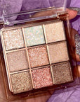 Pink Nude Glitter Shimmer Sparkle Eyeshadow,9 Colors Light Glitter Eye Shadow,Long Lasting Waterproof Natural Eyeshadow Palette,sombras para ojos