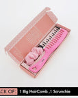 Big Hair Tools Extra Large Wide Tooth Comb for Thick, Curly, Wavy or Long Hair - Frizz-Free Detangling Shower Comb - Big Hair Comb and Microfiber Scrunchie
