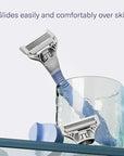 Flamingo Pubic Hair Razor for Women, Shaving Kit, 1 Pubic Razor Handle, 4 Five-Blade Refills, 1 Shower Holder, Starter Set, Full Kit