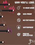 Juvia's Place Long Wear Lip Pencil – Scorpio – Waterproof & Kiss-proof, Long Lasting Lip Liner, Smooth Makeup Application - Soft Matte Finish Base for Lipstick - 13 Hours of Wear for Everyday Use