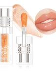 Magic Color-Changed Lip Glow Oil, Plumping Hydrating Tinted Gloss with Big Brush, Nourishing Glitter Non-Sticky Lacquer for Women & Girls, Tinta para Labios, Lipgloss for Dry Lips(Orange, 1 pcs)