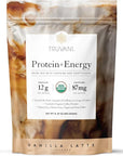 Truvani Protein + Energy Drink Mix with 87mg Caffeine | Vanilla Latte | 12g Organic Plant Based Protein | 20 Servings | USDA Organic Coffee Powder & Adaptogens | Gluten & Dairy Free | Vegan | Non-GMO