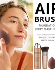 AirBrush Silky Mist Foundation Spray Makeup With Primer and Brush, Full Coverage Foundation for Smooth Radiant Finish, Breathable Lightweight Hydrating (#2 Beige)