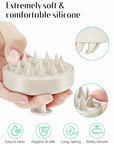 HEETA Scalp Massager Hair Growth, Soft Silicone Scalp Scrubber Shampoo Brush for Exfoliation, Dandruff Removal Head Massage Stress Relax, Wet & Dry Use for Thick Thin Curly Hair Care, Beige