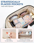 BAGSMART Makeup Bag Travel Toiletry Bag, Puffy Padded Make Up Bags for Women Makeup Organizer Case, Wide-open Pouch Purse Travel Essentials Toiletries Accessories Brushes, Black