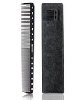 HYOUJIN 605 Black Carbon Fine Cutting Comb 230℃ Heat Resistant Hairdressing Comb Master Barber Combs with fine tooth-14 holes for cutting and hairstyling