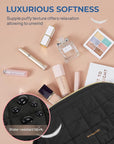 BAGSMART Makeup Bag Travel Toiletry Bag, Puffy Padded Make Up Bags for Women Makeup Organizer Case, Wide-open Pouch Purse Travel Essentials Toiletries Accessories Brushes, Black