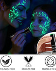 BOBISUKA Neon Green Face Body Paint Stick Water-Based Washable Glow In The UV Light Face Paint Makeup Stick for Halloween Witch Skull Robot Cyber Alien Cosplay SFX,Sports Eye Black & Costume Party