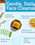 Manuka Honey Face Wash for Women and Men - Sulfate Free Moisturizing Cleanser with Organic Aloe Vera - Soothing Plus Gentle on Dry Skin Facial Cleanser Made in USA - 8oz