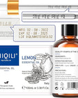 HIQILI Lemon Essential Oil, Household Cleaning, Air Purification, Skin Care, Can be Added to Cleansers, Sprays, Body Lotions Use - 3.38 Fl Oz/100ML