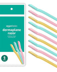 Amazon Basics Women's Multipurpose Exfoliating Dermaplaning Tool, Eyebrow & Facial Razor, Includes Blade Cover, Multicolor, 9 Count