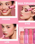 4 Color Milk Jelly Blush Stick, Cooling Water Cruelty Free.
