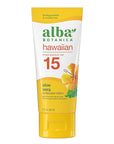 Alba Botanica Sunscreen for Face and Body, Hawaiian Aloe Vera Sunscreen Lotion, Broad Spectrum SPF 15 Sunscreen, Water Resistant and Biodegradable, 3 fl. oz. Bottle