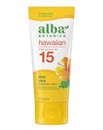 Alba Botanica Sunscreen for Face and Body, Hawaiian Aloe Vera Sunscreen Lotion, Broad Spectrum SPF 15, Water Resistant and Biodegradable, 3 fl. oz. Bottle