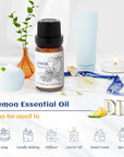 HIQILI Lemon Essential Oil, Household Cleaning, Air Purification, Skin Care, Can be Added to Cleansers, Sprays, Body Lotions Use - 0.33 Fl Oz/10ML