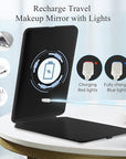 FUNTOUCH Rechargeable Travel Makeup Mirror with 72 Led Lights, Portable Lighted Beauty Mirror, 3 Color Lighting, Dimmable Touch Screen, Tabletop LED Folding Cosmetic Vanity Mirror