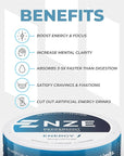 NZE Caffeine Nootropic Pouches (Peppermint) - Nootropic Energy Pouches with 50mg Caffeine, Alpha GPC, L-Tyrosine & L-Theanine with No Sugar or Artificial Sweeteners - 15 Nicotine Free Pouches Per Can