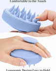 HEETA Scalp Massager Hair Growth, Soft Silicone Scalp Scrubber Shampoo Brush for Exfoliation, Dandruff Removal & Head Massage Stress Relax, Wet & Dry Use for Thick, Thin Hair Care, Wheat Straw Blue