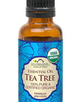 US Organic 100% Pure Tea Tree Essential Oil, Steam Distilled, USDA Certified Organic, for Hair, Skin, Scalp, Foot, Toenails, and More. Sourced from South Africa, Undiluted, Non-GMO (30 ml)