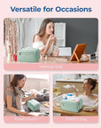 BAGSMART Travel Makeup Bag Large Capacity Cosmetic Bag, Wide-open Portable Make Up Bag Organizer for Women for Travel Essentials Toiletries Accessories Bottles, Brushes (Green)