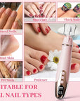 Aleanu Professional Manicure Pedicure Kit - 10 Speeds Cordless Nail Drill丨Rechargeable Pedicure Tools for feet, Nail Drill for Thick Nail Toenail Cuticle Women Men Baby Pets(Pink)