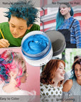 Blue Hair Color Wax, Natural Hairstyle Wax 4.23 oz, Temporary Hairstyle Cream for Party, Cosplay, Halloween, Daily use, Date, Clubbing (Blue)