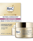 RoC Retinol Correxion Max Hydration Anti-Aging Daily Face Moisturizer with Hyaluronic Acid, Fragrance-Free, Oil Free Skin Care, 1.7 Ounces (Packaging May Vary)