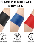 BAD COLOR 3PCS Red Black Royal Blue Face Body Paint Stick Makeup for Skull Vampire Clown Joker SFX Cosplay & Dress Up, Full-Coverage Halloween Facepaint Makeup Kit