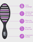 Wet Brush Refresh and Extend Speed Dry Black Detangling Hair Brush -Vented Design and Ultra Soft HeatFlex Bristles Are Blow Dry Safe -Removes Dirt Excess Oils and Impurities-Charcoal Infused Bristles