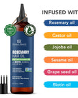 Botanic Hearth 100% Pure Rosemary Oil For Hair Growth (6.7 fl oz) Infused With Biotin, Jojoba & castor Oil | Nourishing & Volumizing | Non GMO Verified