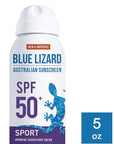 BLUE LIZARD Sport Mineral Sunscreen Spray SPF 50+, Dermatologist-Recommended Brand, Broad-Spectrum UVA/UVB Protection, Water-Resistant, Zinc Oxide Formula, Vegan, 5 fl oz