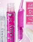 Jcoos Lip Gloss Lip Oil, Glitter Clear Lip Gloss, Purple Lip Gloss, Moisturizing, Shiny, Hydrating Lip Oil, Mint & Grapes Flavored Lip Gloss, Lip Plumper Lipgloss Sets for Girls Women Kids Teens