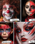 UCANBE Red Face & Body Paint Makeup Foundation, Professional Non-Toxic Cream Greasepaint, Oil-Based Face Painting Kit for Kids & Adults Party, Halloween SFX Devil Clown Vampire Costume Cosplay Makeup