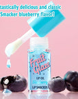 Lip Smacker Fruit Glaze Lip Oil, Ultra-Hydrating & Moisturizing with High-Shine Finish, Plush Applicator for Effortless Glide, Delicious Non-Sticky Flavor - Blueberry