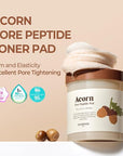 SKINFOOD Acorn Pore Peptide Toner Pad, Korean Skincare Facial Toner, Pore Tightening, Elasticity, Skin Texture Improvement, Firming Up Sagging Skin 8.81 oz (60 Pads)