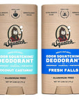 Dr. Squatch Natural Deodorant for Men - Odor-Squatching Aluminum Free - Coconut Castaway & Fresh Falls (2.65 oz, 2-Pack)