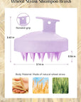 HEETA Scalp Massager Hair Growth, Soft Silicone Scalp Scrubber Shampoo Brush for Exfoliation, Dandruff Removal & Head Massage Stress Relax, Wet & Dry Use for Thick, Thin Hair Care, Wheat Straw Purple