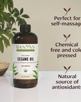 Banyan Botanicals Sesame Oil – Organic & Unrefined Ayurvedic Oil for Skin, Hair, Oil Pulling & More – Multiple Sizes – 16oz. – Non GMO Sustainably Sourced Vegan