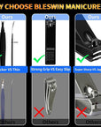 Manicure Set 16 In 1 Professional Stainless Steel Pedicure Kit Toenail Clippers Set Mens Grooming Kit Fingernail Kit for Women with Luxurious Travel Bag, Suitable for Home, Travel, and Salon (Black)
