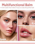 Multi Cream Blush & Blush Brush Set, Korean Makeup Blush for Cheeks, Multi-Use Face Balm, Lightweight & Hydrating, Blendable Color, Non-Greasy, Soft Bristles for Radiant Finish (Pink Sakura)