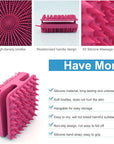 Silicone Body Scrubber Women, Dual-Sided Design Exfoliating Body Brush Buffer Scrubber and Scalp Massager, Shower Scrubber for Body, Silicone Loofah, Ergonomic No-Slip, Easy to Clean Clean(Red)