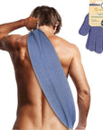 Evridwear Exfoliating Back Scrubber with Handles Two Sides for Body Shower Deep Cleans Skin Massages Invigorating Blood Circulation Men Women One Size (Back Scrubber + Heavy Gloves)
