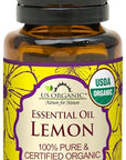 US Organic 100% Pure Lemon Essential Oil - USDA Certified Organic, Cold Pressed - W/Euro droppers (More Size Variations Available) (15 ml)