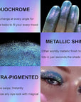 Afflano Holographic Glitter Eyeshadow - Color Change Multichrome Silver Blue Shimmer Metallic Eye Makeup, Sparkling Pigment Chameleon Duo Chrome for Blue Eyes