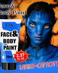 Blue Washable Face Paint 70ml , Water-Based Cream Body Paint for Smurfs, corpse bride SFX Makeup, Non-Toxic Face Body Paint for Halloween SFX Cosplay Makeup ,Costume Events,Party